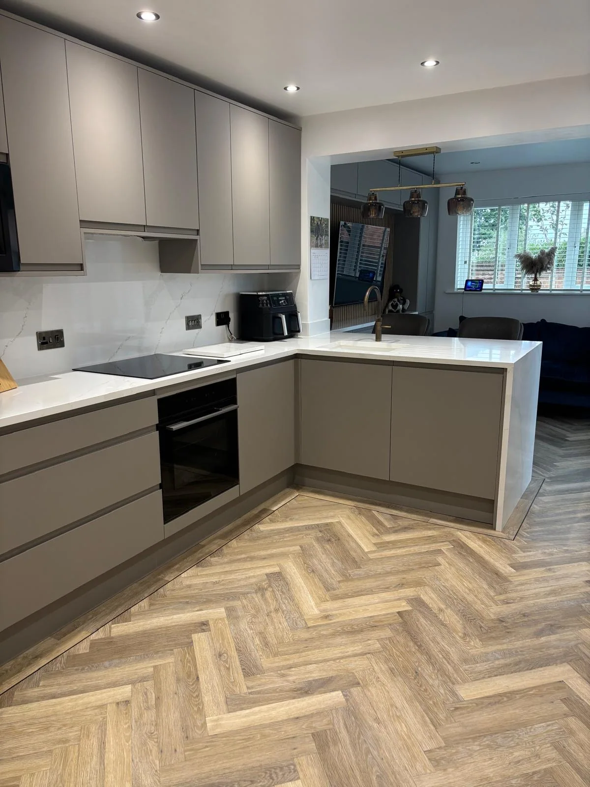 Finished kitchen showing cabinetry